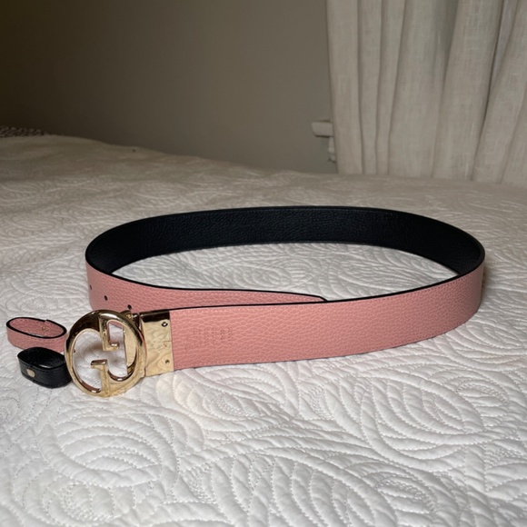 GUCCI Interlocking GG Reversible Leather Belt Black Pink Women 90 Designer Italy - Picture 5 of 5